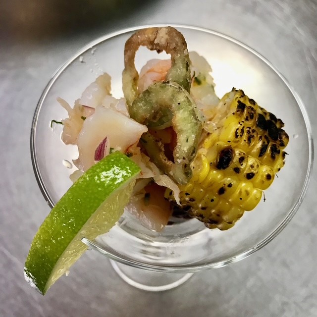 Fresh citrus ceviche with avocado and cilantro - private chef appetizer in Santa Fe
